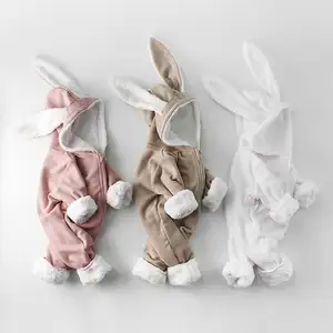 Sonbahar kış kız tulum bebek çocuk giyim bebek tavşanlar kulaklar uzun kollu tulum yenidoğan kış giysileri