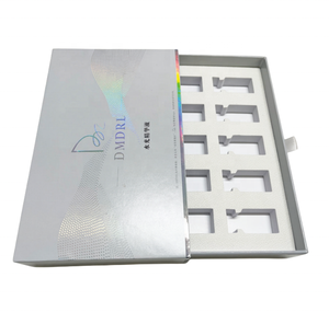 Customized logo box coated paper box UV printing laser process custom beauty cosmetic drawer paper box packaging With Form