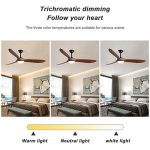 Ventilador de Techo Decorativo de 60 Pulgadas, Ventilador de Techo de Madera con Control Remoto Inteligente, Grande <span class=keywords><strong>y</strong></span> Moderno, con Luz - Product Image 6