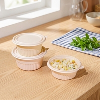 Boîte à lunch biodégradable jetable, moderne et minimaliste, en amidon de maïs, écologique, récipient à emporter, anti-fuite, de qualité alimentaire