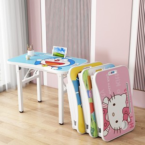 Children's Study <b>Desk</b> And Chair Set Foldable Metal Writing <b>Desk</b> For Kids With Cartoon Design Study Furniture - Product Image 1