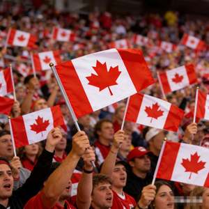 Bandera de Mano Ajustable, Ecológica y Duradera, con Diseño de la Amistad entre Estados Unidos, Canadá y el Mundo del Fútbol, Impresa en Poliéster Patriótico - Product Image 2