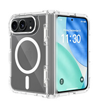 Étuis pour iPhone Duo Fold Ultra, étui à rabat magnétique en acrylique gaufré, coque de téléphone pliable transparente, accessoires mobiles