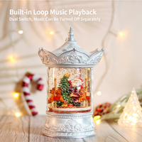 Lanterne de Noël lumineuse avec globe de neige, fonctionnant sur USB/piles, thème carrousel de fête foraine, pour mariage et événements