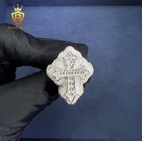 Bague Homme en Argent Sterling 925 avec Moissanite Taille Baguette, Style Croix, Bijoux Hip Hop Ice Out pour Hommes, Passe le Testeur de Diamant - Vente en Gros