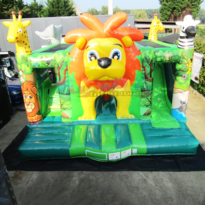 Gran castillo inflable y tobogán para exteriores, tipo jungla, comercial, de PVC, para juegos infantiles con temática de safari. - Product Image 6