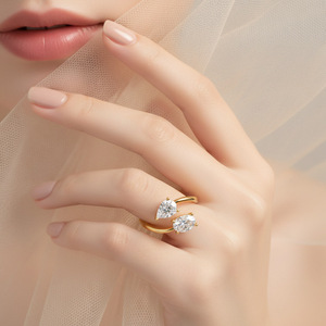 S925 Silver <b>Two</b> <b>Stone</b> Oval Cut Moissanite Open Engagement <b>Ring</b> 2026 Romantic Women Finger Jewelry Accessory - Product Image 3