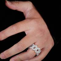 Bague cubaine en diamant Hiphop 14mm à la mode pour hommes et femmes Zircon à double rangée principalement en laiton bandes de mariage ou anneaux