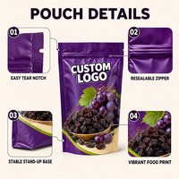 Sachet Doypack Personnalisé Imprimé pour Raisins, Refermable avec Fermeture Éclair, Emballage pour Fruits Séchés, Barrière Anti-Humidité pour la Vente au Détail