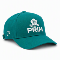 Casquette de baseball structurée 6 panneaux en sergé de coton bleu sarcelle avec logo personnalisé brodé en relief 3D blanc – Vente en gros Streetwear