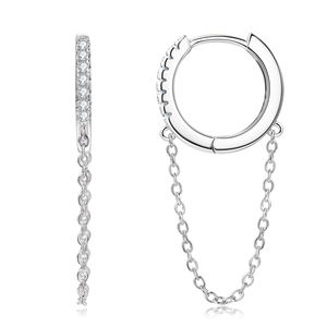 زوج واحد من أقراط الطوق VVS1 بلون D من المويسانيت مع سلسلة شرابة طويلة اجتاز اختبار الماس - Product Image 2