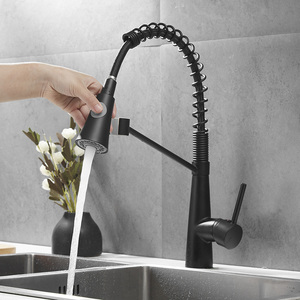 Black Brass 2 Way Water Outlet Kitchen Single Handle Pull <b>Down</b> Spring Kitchen Tap AT8834B Black Adds Modern Elegance to Y - Product Image 4