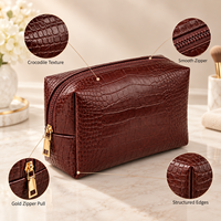 Pochette cosmétique, trousse de maquillage, trousse de toilette, sac de voyage en cuir PU crocodile, logo personnalisé, organiseur de voyage, pochette zippée pour femme, cadeau