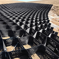 Géocellules perforées texturées flexibles en HDPE pour la construction de voies d'accès, de routes et de murs de soutènement avec conception de modèle 3D