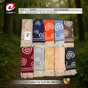 Sciarpa in Pelliccia a Forma di Cuore 65x180cm con Motivo Amore, Accessorio Caldo per l'Inverno - Product Image 3