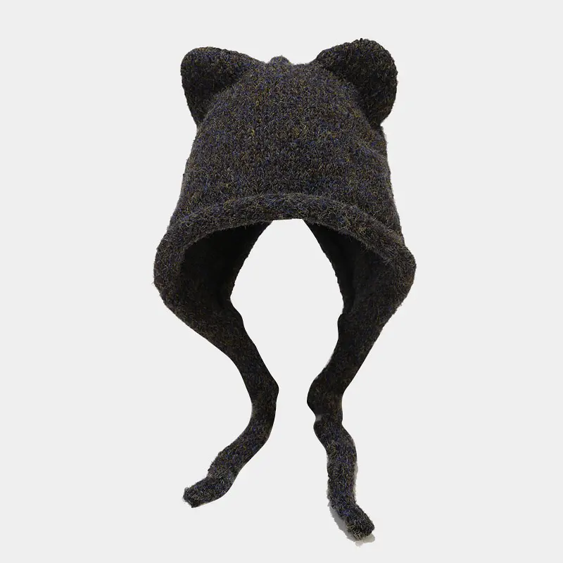 Nouvel arrivage de bonnets à oreilles de chat tricotés avec un dessin animé cagoule chapeaux pour hommes et femmes