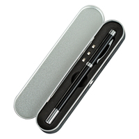 Stylo pointeur rouge 5 en 1 rétractable télescopique avec antenne, pointeur pédagogique, stylo magnétique, lampe torche LED, stylo à bille avec étui en métal