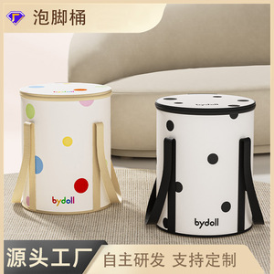 Folding Foot Bath Bucket 39Cm Height Deep Leg Soak Portable Home Use With Lid - Product Image 3
