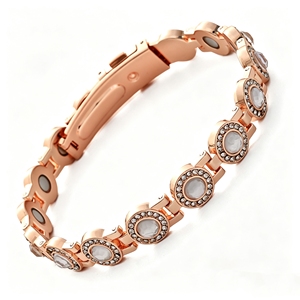 Bracciale con Cristalli Rotondi Multicolore per Donne, Placcato in Oro Rosa, Lega di Zinco Elettroplaccata, Gioielli Impilabili per Anniversario - Product Image 3