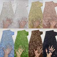 Schokoladenbraunes Perlen-Pailletten-Schnur-Spitzen-Netz mit Blumenmuster für Couture-Brautkleider und Abendkleider – Meterware, schnelle Lieferung