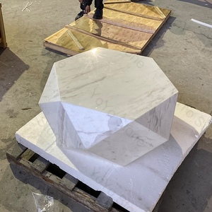 Modern Luxury Hand Volakas White Marble <b>Cube</b> Coffee <b>Table</b> Base for Living Villa Premium Marble Natural Marble With Unique Veinin - Product Image 3