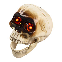 Crâne en plastique lumineux à induction électrique avec voix, à suspendre, pour décoration de chambre ou maison hantée d'Halloween