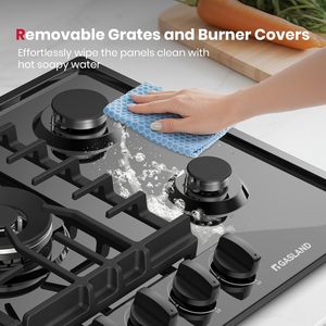 Table de cuisson au gaz propane <span class=keywords><strong>GASLAND</strong></span> 30 pouces noire à 5 brûleurs, allumage automatique, protection par thermocouple, surface émaillée, encastrable/à brancher - Product Image 5