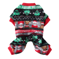 Vêtements de Noël pour chien, combinaison en polaire douce avec imprimé Père Noël et sapin de Noël, pyjama chaud pour petits chiens