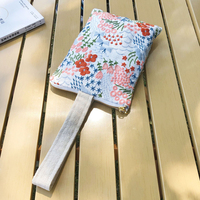Pochette à fermeture éclair en lin brodé avec motif personnalisé pour filles et femmes, sac de voyage en coton à longue poignée pour le maquillage
