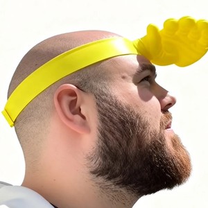 Chapeau de soleil amusant avec bandeau jaune et empreinte de main, chapeau de sport respirant pour l'extérieur pour adultes - Product Image 1