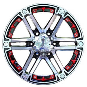 Cerchi in Lega Flrocky Off-Road da 16, 17, 18 Pollici per Auto Passeggeri TUFF con Attacco 5*114.3, 5*127, 6*139.7, Dettagli Rossi, Cromo Nero - Product Image 4