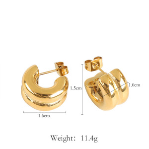 Irregular Gold Small Hoop Designer Earrings Popular <strong>Brand</strong> Double Earring Making <strong>Supplies</strong> Stainless Steel Hoop Earrings Wholesale - Product Image 6