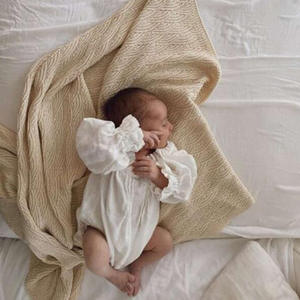 Hot Selling Plain Linen Long Sleeves Baby's <b>Climbing</b> Suit Romper Baby Girls Clothes in Bulk - Product Image 4