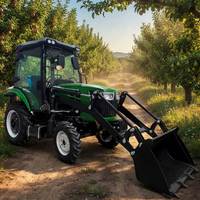 Vente directe d'usine, tracteur agricole multifonctionnel de 80 chevaux, 4 roues motrices, avec chargeur frontal, norme Euro V, cabine climatisée