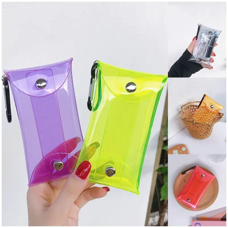 Dompet kunci PVC transparan stok pabrik tas penyimpanan kunci Mini dompet koin untuk wanita