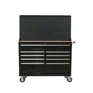Banc de travail de <span class=keywords><strong>garage</strong></span> personnalisé avec dessus en <span class=keywords><strong>bois</strong></span>, 9 tiroirs, boîte à outils, armoire de rangement portable pour atelier, coffre à outils en métal avec roulettes - Product Image 1