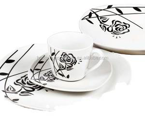 עמיד לבן מגנזיום פורצלן כיכר 20pcs ארוחת ערב סט - Product Image 1