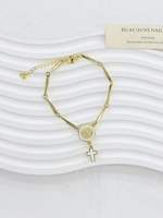 Bracelet ajustable en cuivre avec mini-breloques en émail en forme de crème glacée et perles de verre bleues, vente en gros pour cadeau