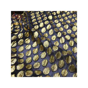 Chinese Hong Kong Gold Big Polka Dot Silk Jacquard Lurex Metallic Chiffon Fabric Suppliers