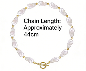 قلادة هيسيرا الباروكية الفريدة من نوعها بخرز اللؤلؤ للنساء، مطلية بالذهب، تصميم جريء وفاخر، سلسلة عنق مبالغ فيها، عصرية - Product Image 3