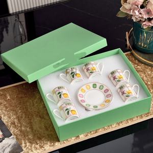 ชุดถ้วยชาและกาแฟ 6 ใบ 6 จาน ทำจากกระเบื้องเนื้อละเอียดคุณภาพสูง ดีไซน์หรูหรา สำหรับกลับไปโรงเรียน - Product Image 3