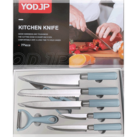 Ensemble de couteaux de cuisine à revêtement antiadhésif en acier inoxydable avec impression de fleurs de luxe