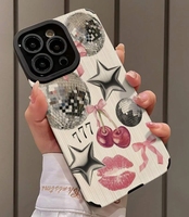 Étui de téléphone portable en cuir Tide Cherry Bow pour iPhone XR XS 11 12 13 14 Plus 15 16 Pro Max, coque arrière complète en TPU souple avec protection de l'objectif