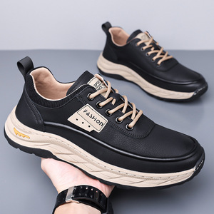 รองเท้าผ้าใบหนังลำลองผู้ชาย ส้นเตี้ย พื้นยางกันกระแทก รองเท้าทรง Chunky สไตล์ลำลอง - Product Image 2