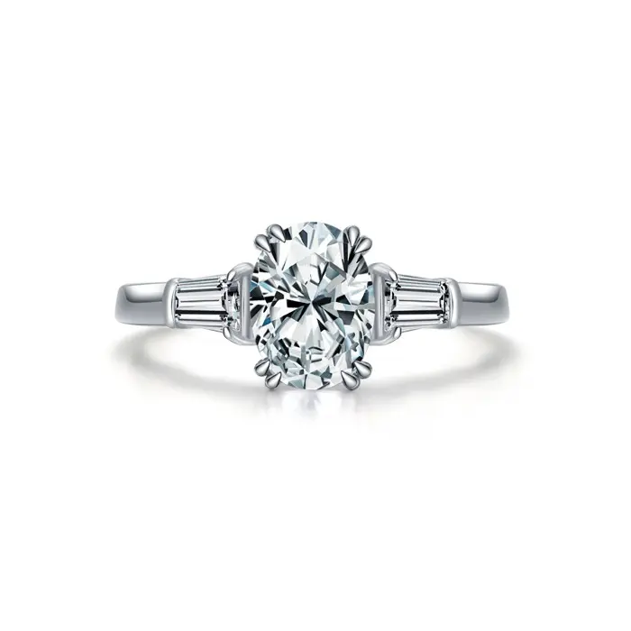 ヨーロッパ系アメリカ人の高級ダイヤモンドリング女性925スターリングシルバー提案婚約ジュエリー卸売