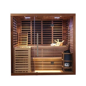 Sauna Interior de Madera Maciza de Cedro Rojo Canadiense para 5 Personas, Sauna Híbrida de Lujo, Sauna de Vapor Seco, de Doble Propósito - Product Image 1