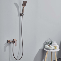 Robinet de douche à main pour baignoire, en laiton, finition or rose, double trou, poignée unique, robinet de douche apparent, vente en gros d'usine
