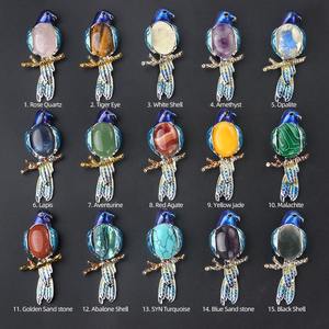 रत्न जड़ा ब्रोच लटकन हार रेट्रो तोता पिन और लटकन विंटेज क्रिस्टल एगेट मिश्र धातु तामचीनी पक्षी ब्रोच आकर्षण - Product Image 3