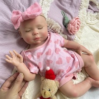 Poupée Bébé Reborn Fille en Silicone Plein Corps de 45 cm, Douce, Visible, Endormie, Lavable, Yeux Peints à la Main, Certifiée ASTM, Idéale pour Jouer et Offrir