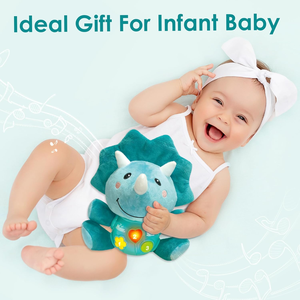 Nouveau-né garçon doux Dino en <span class=keywords><strong>peluche</strong></span> Animal en <span class=keywords><strong>peluche</strong></span> bébé dinosaure jouets musicaux avec lumière musique temps cadeau pour bébé - Product Image 5